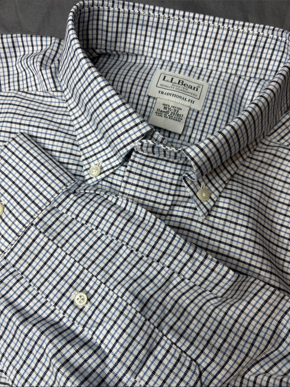 Traditional Fit Cotton Button Down Relaxed Preppy Oxford Shirt Plaid 16.5/33